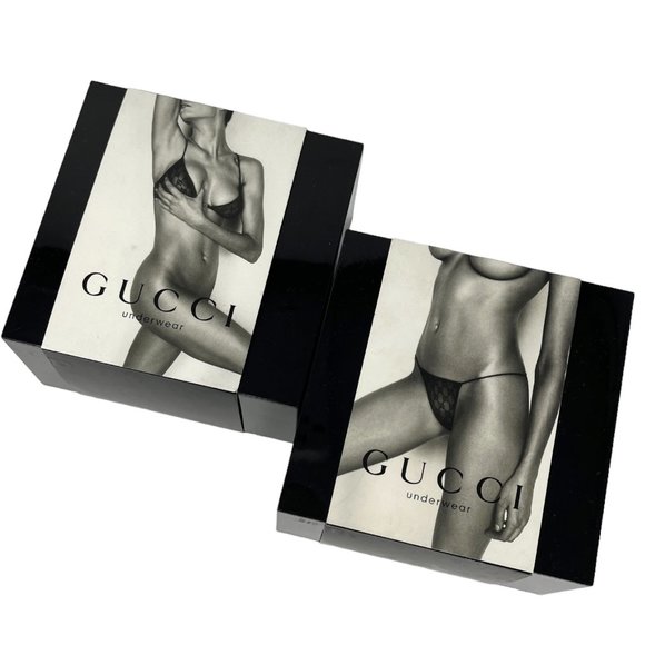 GUCCI Vintage GG Monogram Logo Bra Shorts Set #XS Underwear Black Nylon [102990] - Picture 1 of 10